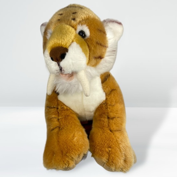 BAB Build a Bear Dino Sabertooth Tiger Cat Saber Tooth Stuffed Animal Plush 16" - Picture 2 of 8